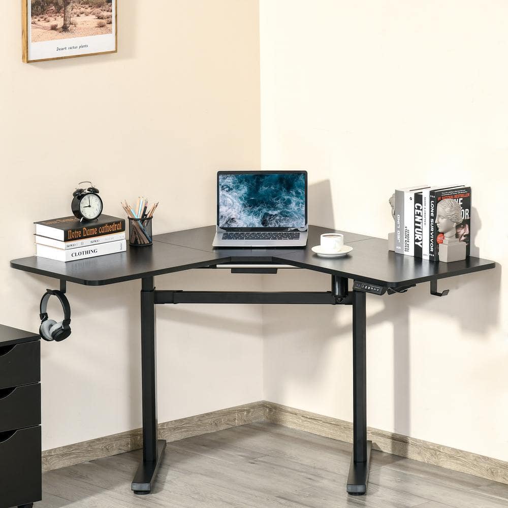 Vinsetto Modern 65.75 in. V-Shaped Black Standing Desk 920-075V80BK