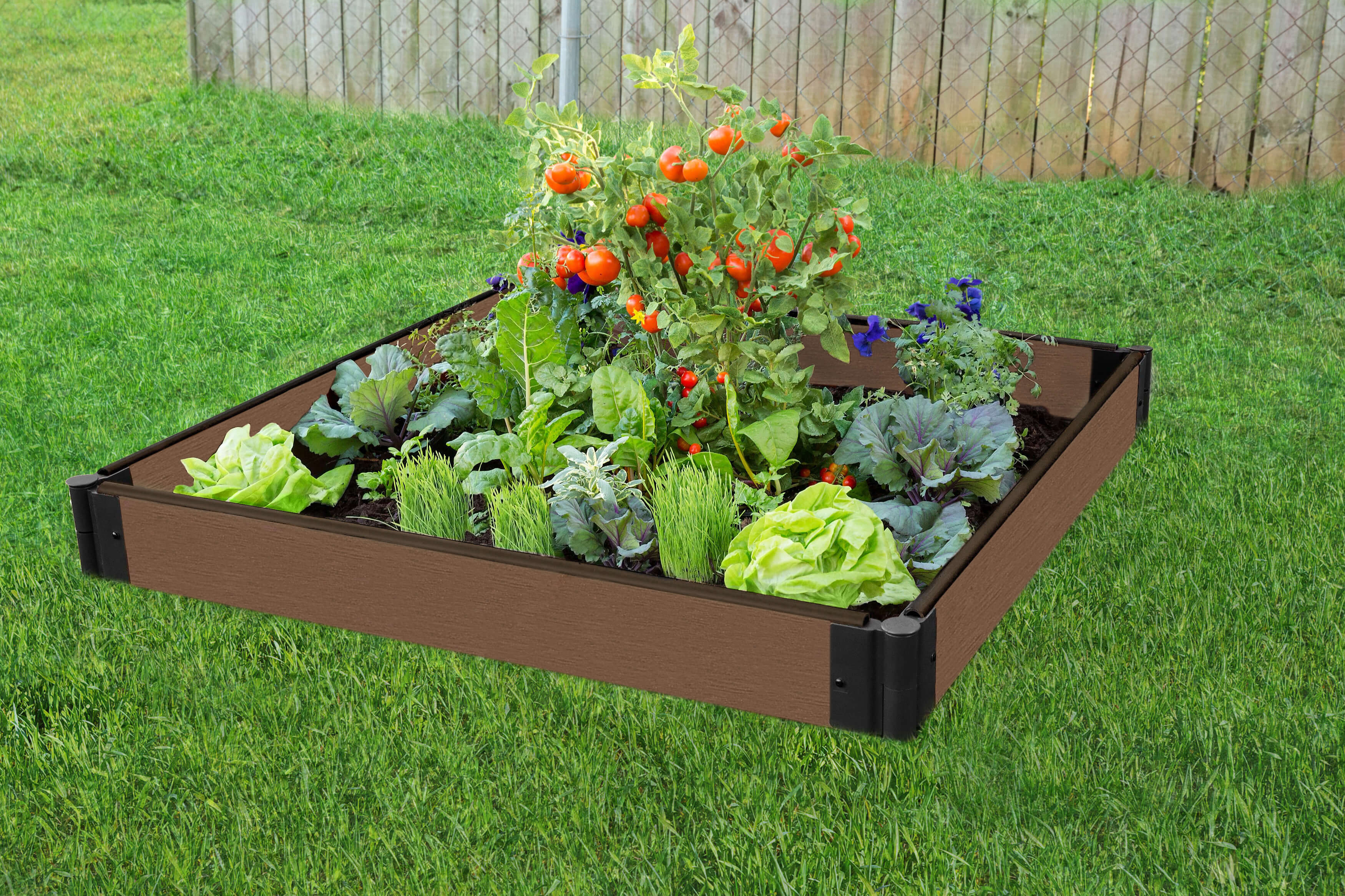 Frame It All Uptown Brown Composite Raised Garden Bed 4' x 4' x 5.5" - 1" profile