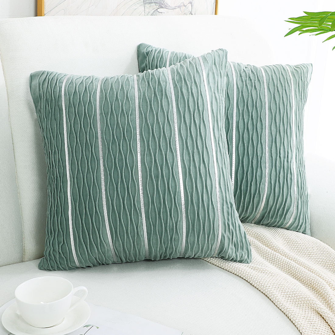 Unique Bargains Couch Classic Striped Square Decorative Throw Pillow Cover, 18