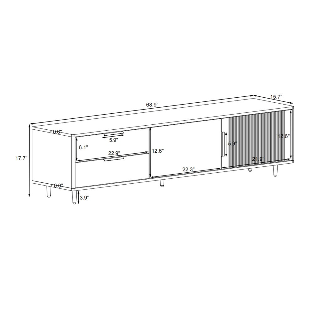 Modern TV Stand with 2 Drawers and 2 Cabinets