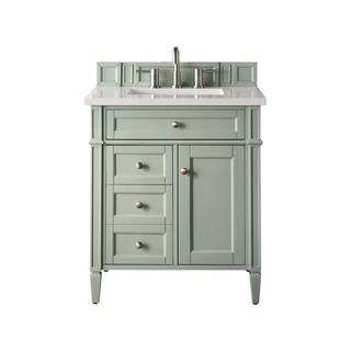 James Martin Vanities Brittany 30.0 in. W x 23.5 in. D x 34 in. H Bathroom Vanity in Sage Green with White Zeus Quartz Top 650-V30-SGR-3WZ