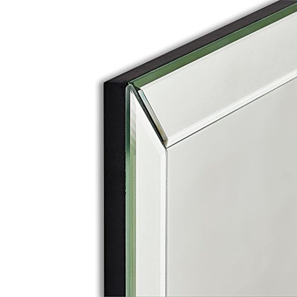 Large Flat Framed Wall Mirror with 2 Inch Edge Beveled Mirror Frame (30