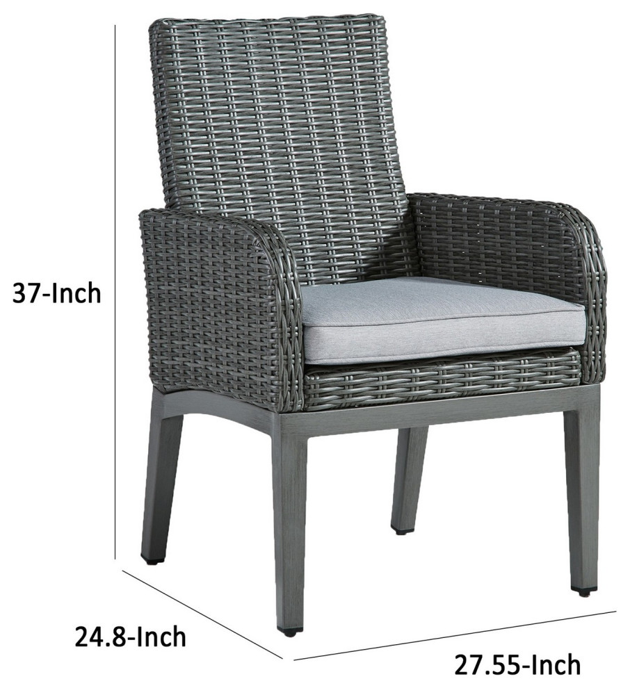 Asp 25 Inch Outdoor Armchair Aluminum Frame Gray Polyester Upholstery   Tropical   Outdoor Lounge Chairs   by Dot  ampBo  Houzz