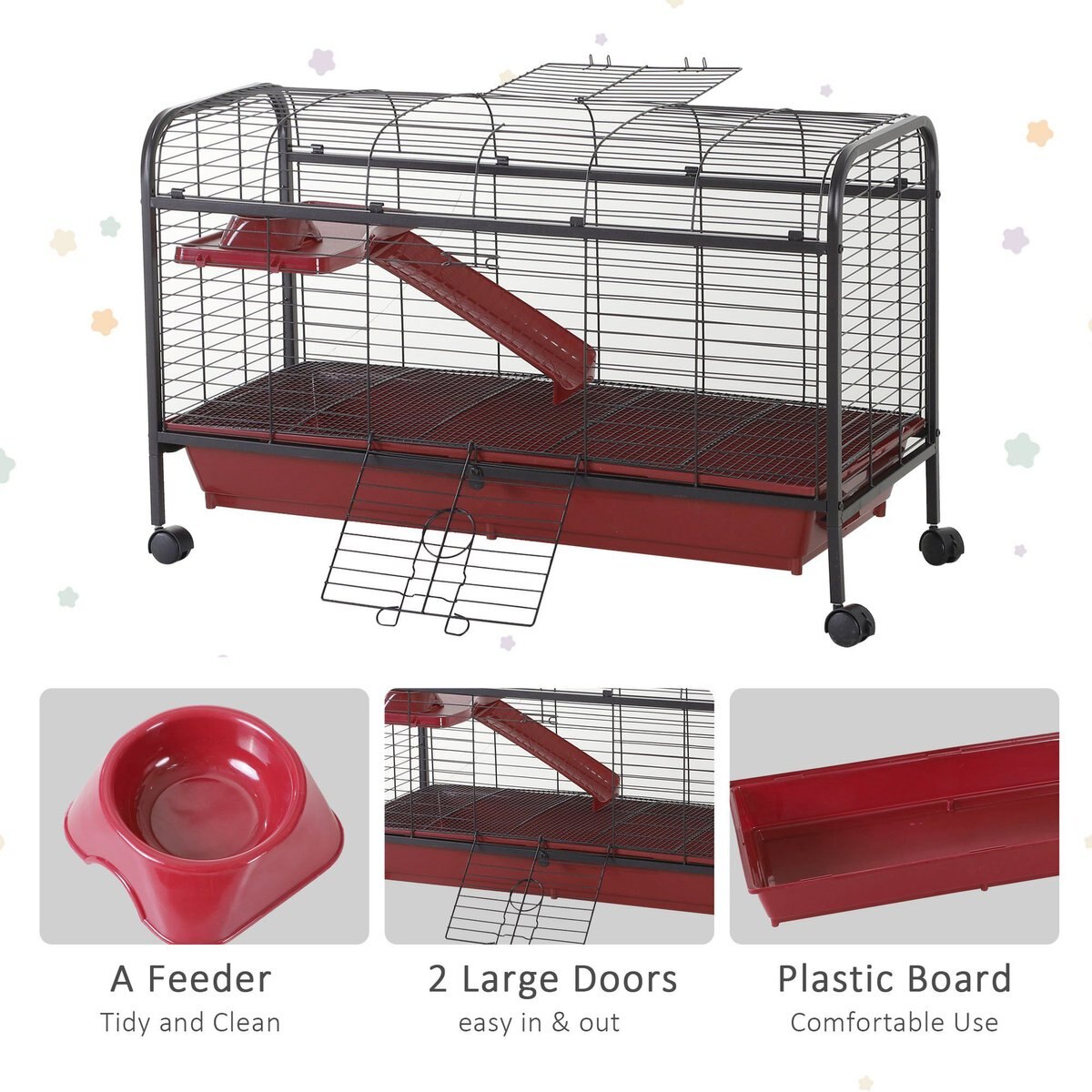 PawHut Platform and Ramp Small Pet Cage