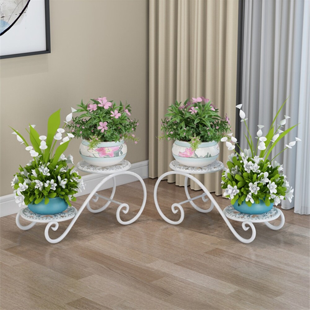 2 Tier Metal Plant Stand Storage Rack Shelf Flower Pot Holder