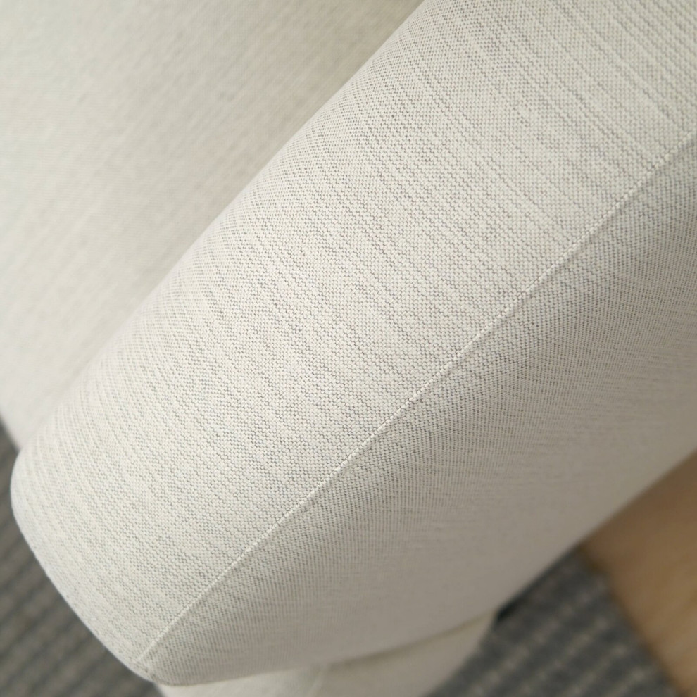 Square Arm Upholstered Fabric Straight Sofa  Beige   Midcentury   Sofas   by Wayright，LLC  Houzz