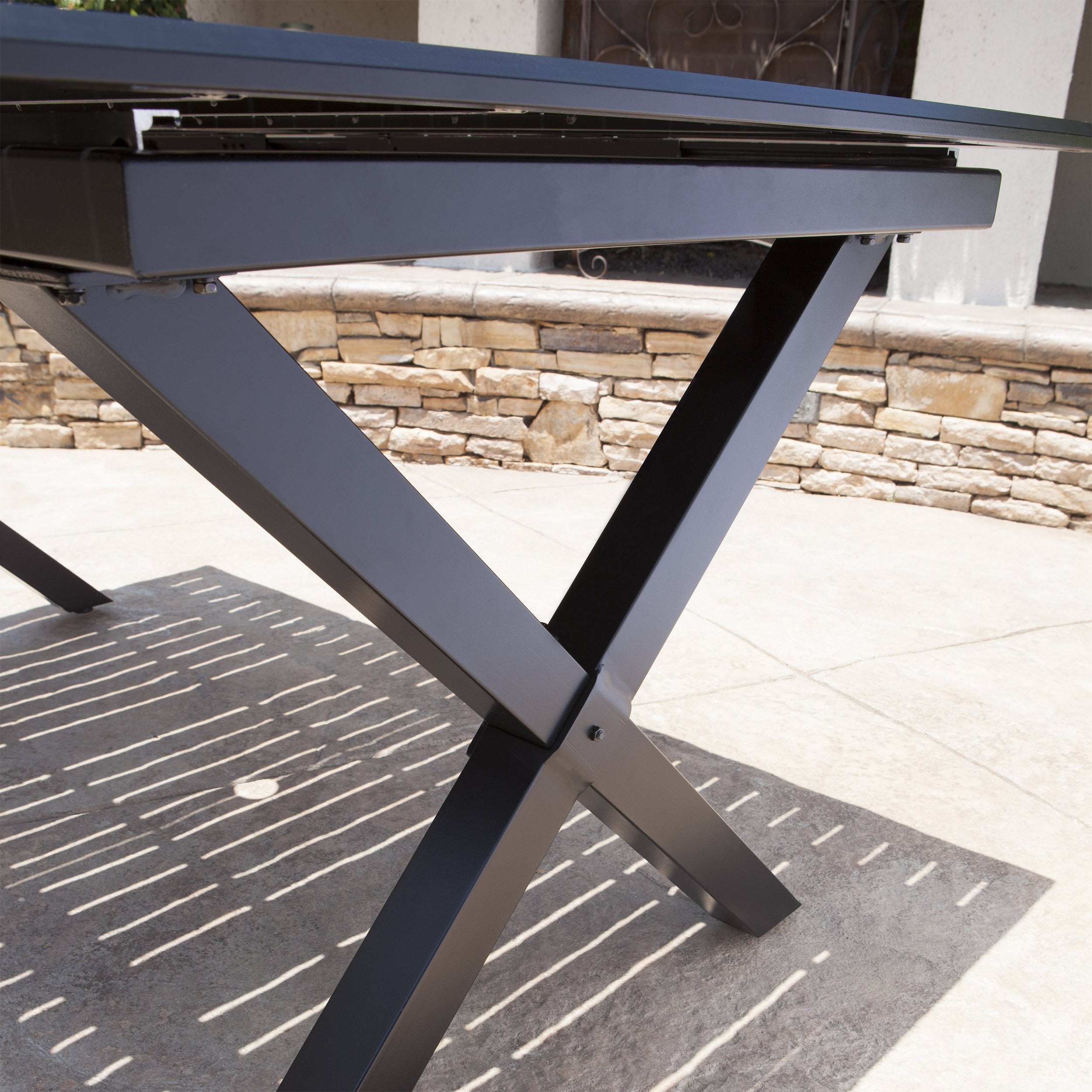 Eowyn  Black Cast Aluminum Expandable Outdoor Dining Table