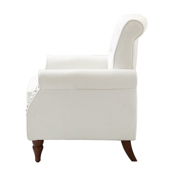 Indiges Upholstered Modern Tufted Accent Arm Chair with Nailhead Trim Set of 2 by HULALA HOME