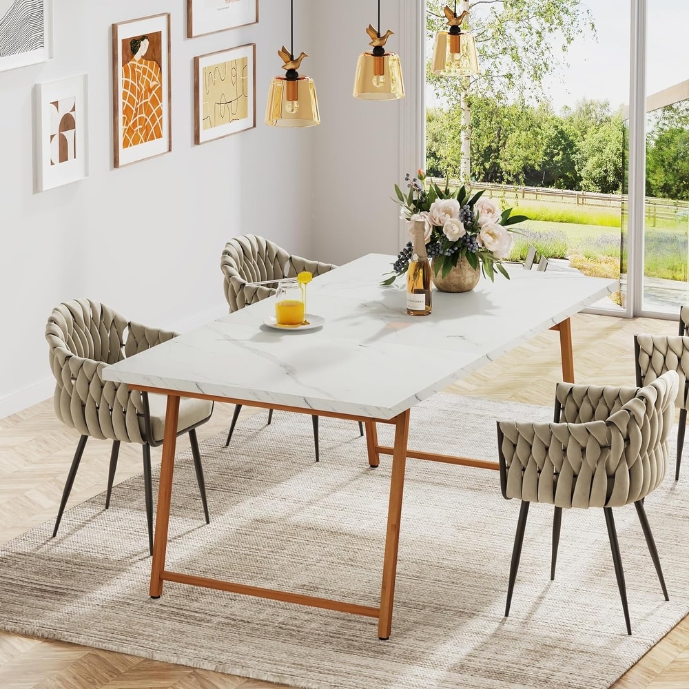 Tribesigns Dining Table for 6 People  62.9 Inch Large Kitchen Table for Dining Room/Space