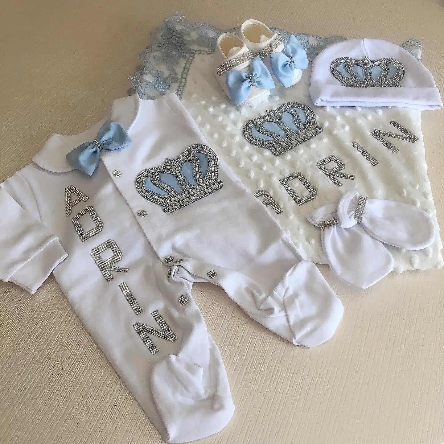 5pcs Newborn Baby Boy Outfits Kids Clothing Real Cotton Infant0 Products Shirt Pants Mittens Receiving Blanket