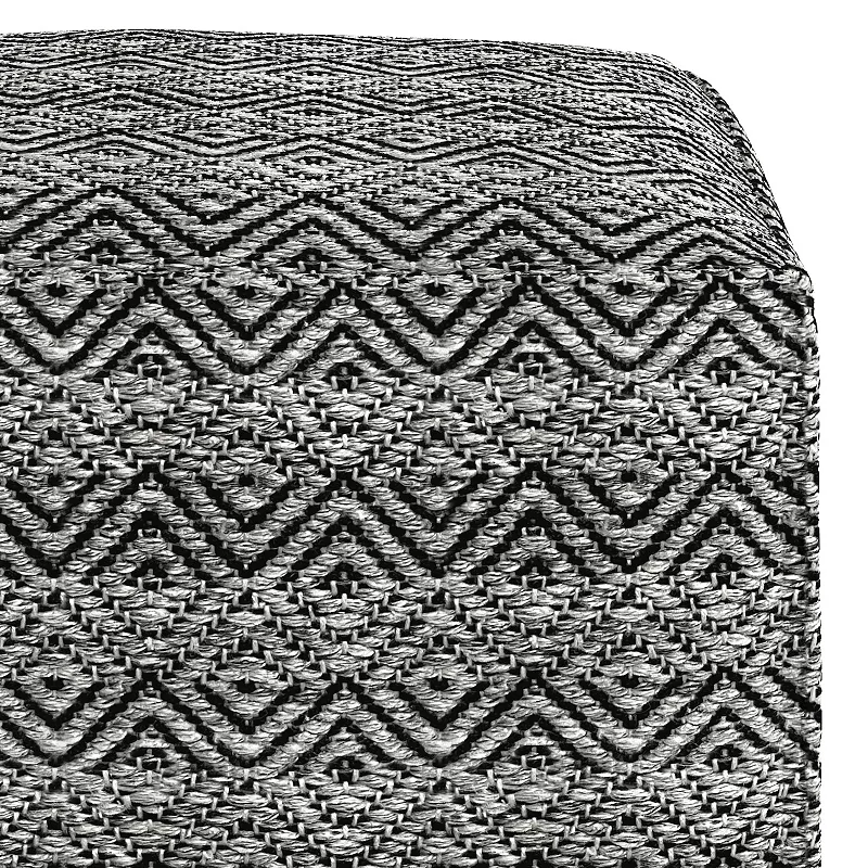 Simpli Home Hendrik Square Woven Indoor / Outdoor Pouf