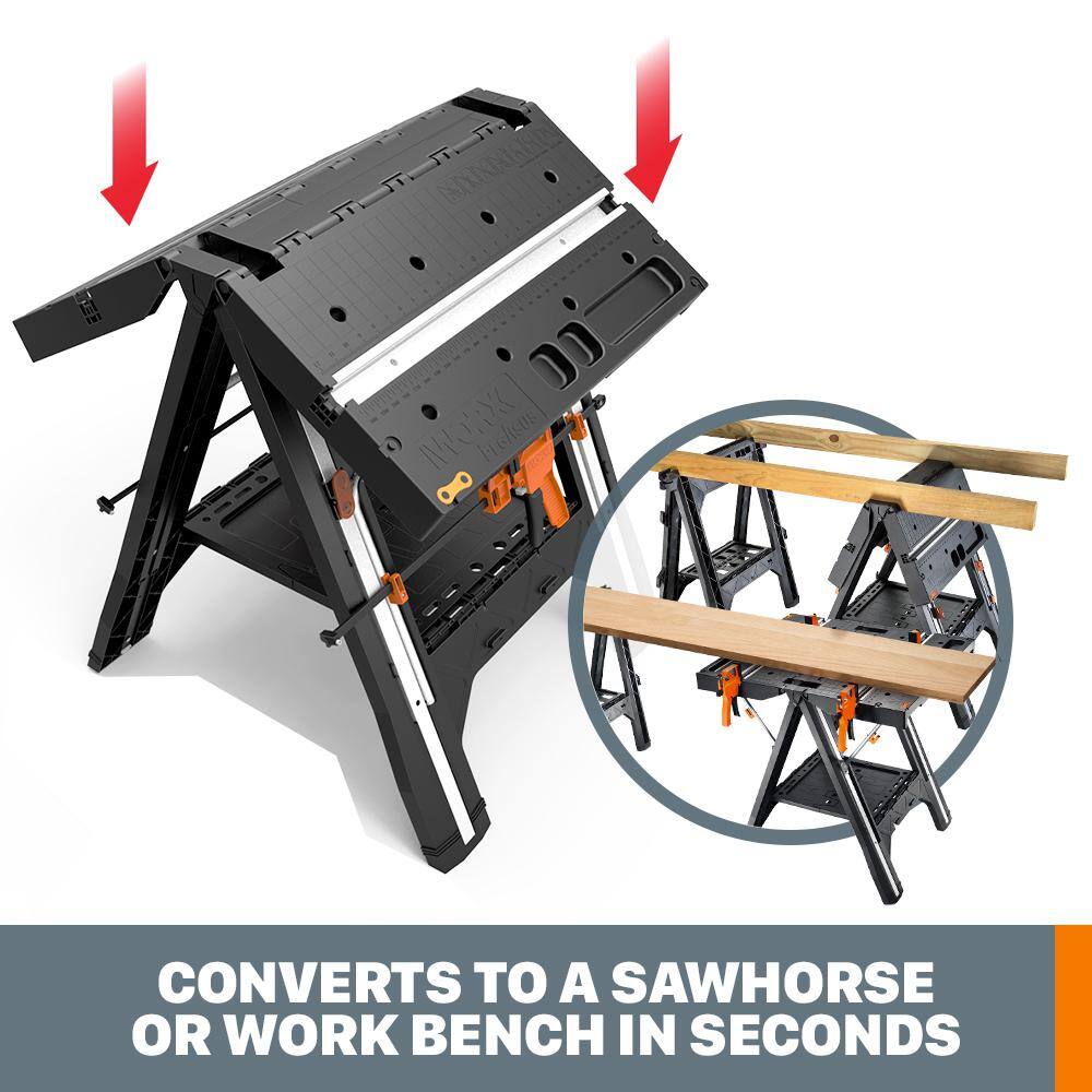 Worx Pegasus Multi-Function Work Table and Sawhorse with Quick Clamps and Holding Pegs WX051