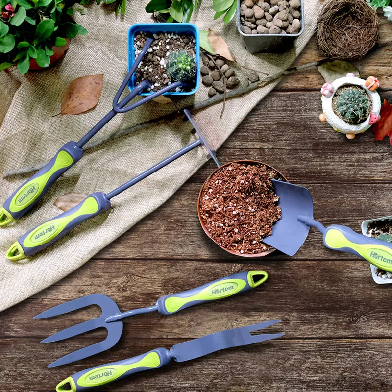 Hot Sale Carbon Steel Ergonomic Handles  Planting Hand Tool Kit With Garden Gifts 7 Piece