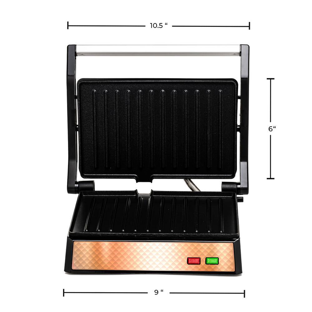 OVENTE GP0540CO Electric Panini Press Grill and Sandwich Maker with Nonstick Coated Plates GP0540CO