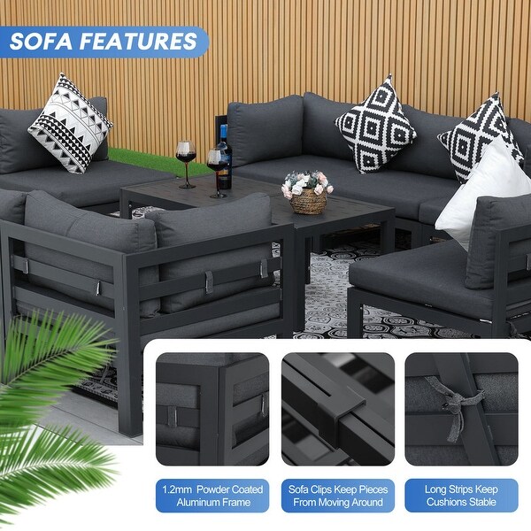 Nicesoul Luxury Patio Aluminum Sofa Conversation Furniture Set with Coffee Table