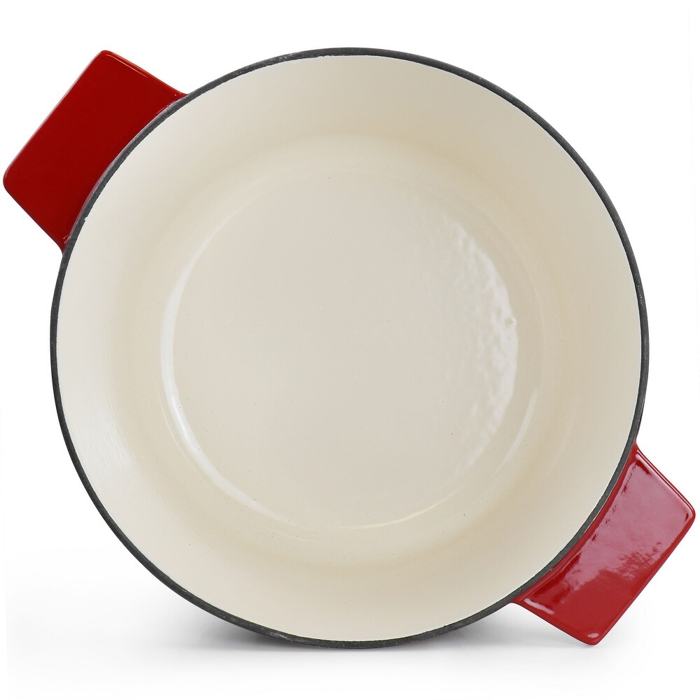 Martha Stewart Enameled Cast Iron 3Qt Embossed Stripe Dutch Oven Red