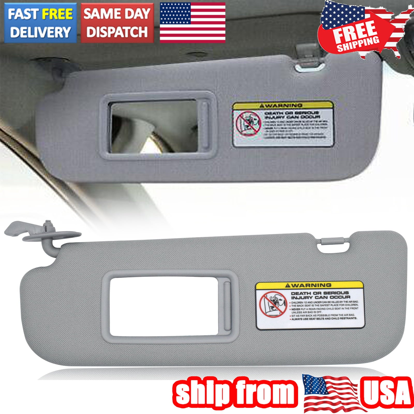 For Hyundai Elantra 2011 2012 2013 2014 2015 Driver Left Side Gray Sun Visor Makeup Mirror