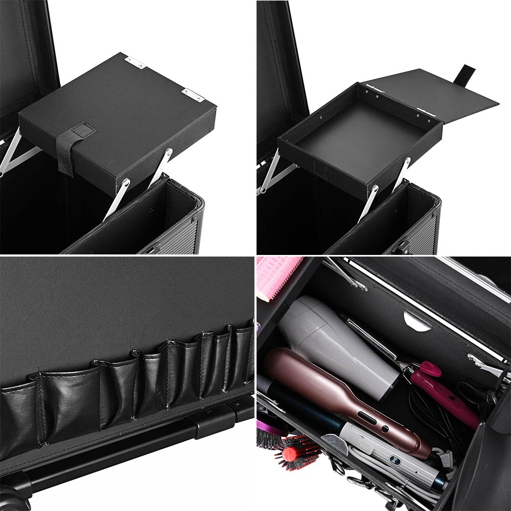 TheLAShop Aluminum Rolling Barber Case Hair Stylist Case w/ Handle Mirror