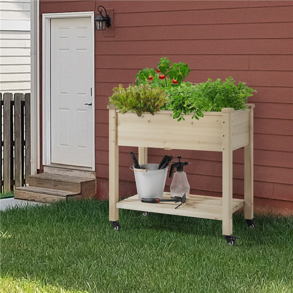 Topeakmart Raised Garden Bed Wooden Elevated Garden Bed Planter Box Kit with Legs