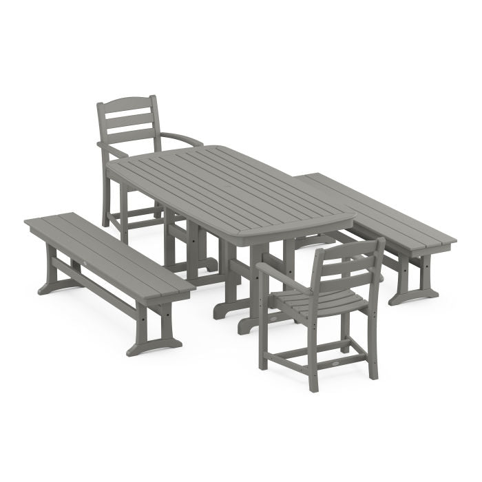 Polywood La Casa Café 5-Piece Dining Set with Benches PWS1268-1