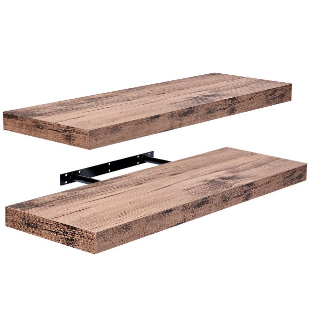 2 Pack 24 quot x9 quot Sorbus Rustic Coastal Beach Floating Wall Shelves For Bedroom Decor Kitchen Living Room For Trophies Frames Bookshelf maple