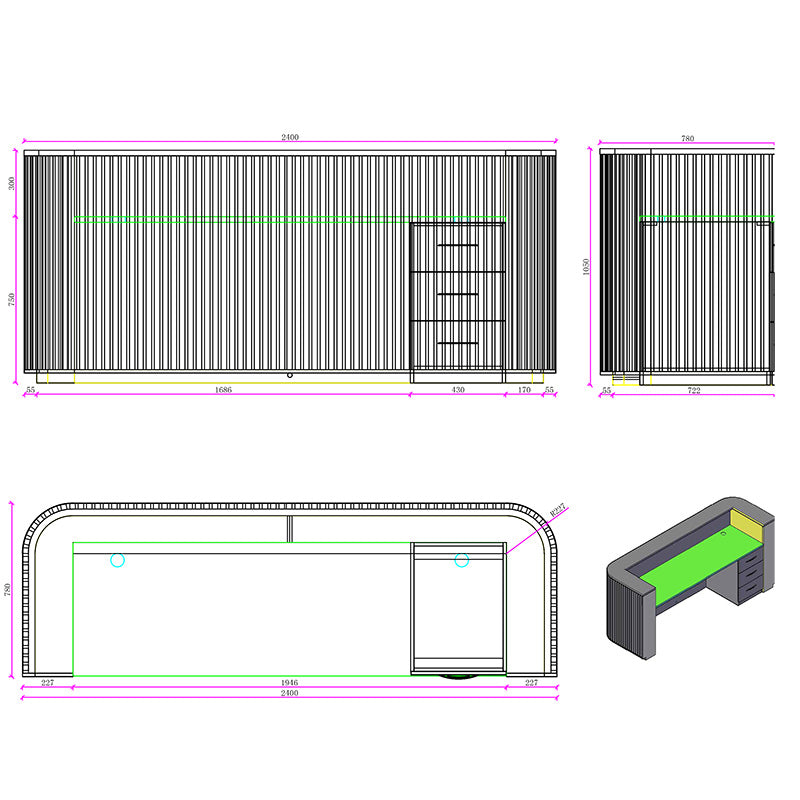 HALO Reception Desk 240cm - Black