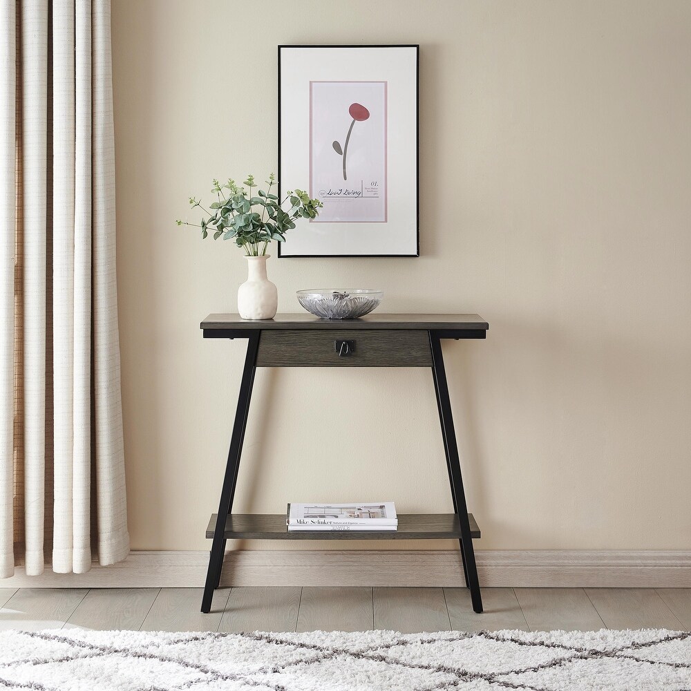 Leick Home Empiria Wood Console Table with Drawer and Metal Frame