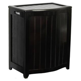 Oceanstar Dark Mahogany Wainscot Style Bowed Front Laundry Hamper BHP0106MH