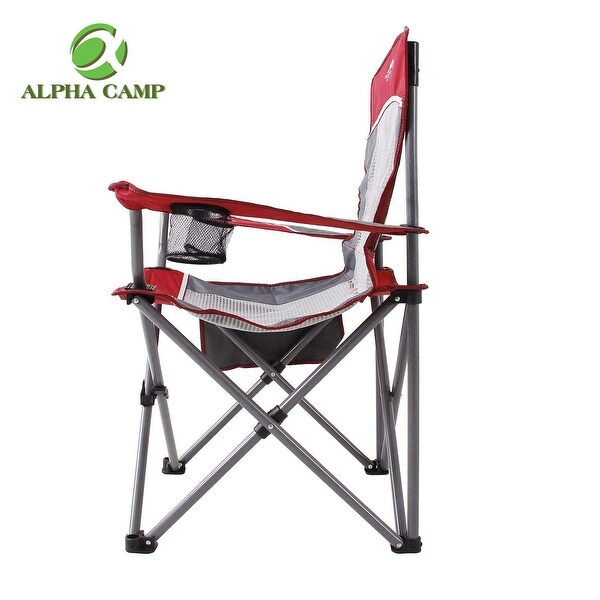 Oversized Mesh Back Camping Folding Chair Heavy Duty Support 350 LBS Collapsible Steel Frame