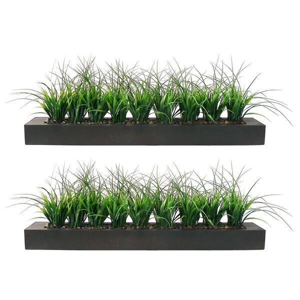 Vintage Home Green Grass in Contemporary Wood Planter