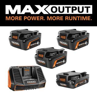 RIDGID 18V 4.0 Ah MAX Output Lithium-Ion Battery (2Pack)  18V 2.0 Ah MAX Output Battery w 4.0 Ah MAX Output Battery  Charger AC8400242-AC9540