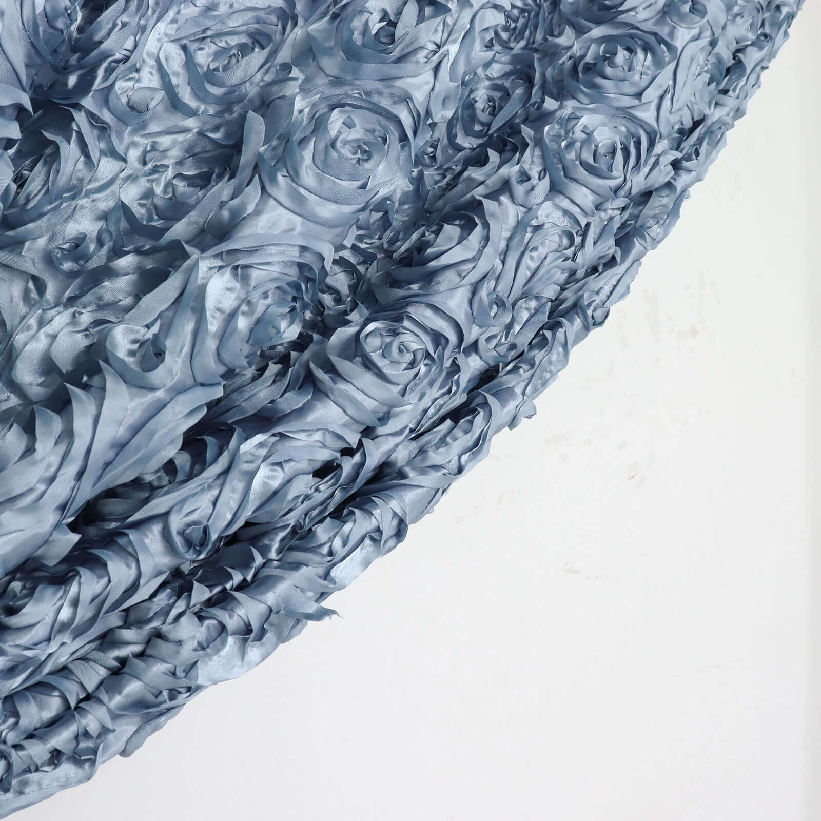 Dusty Blue Satin Rosette Backdrop Drape Curtain, Photo Booth Event Divider Panel - 8ftx8ft