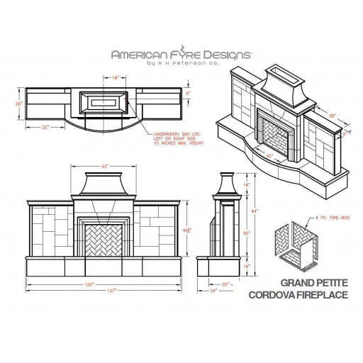 American Fyre Designs Grand Petite Cordova Fireplace