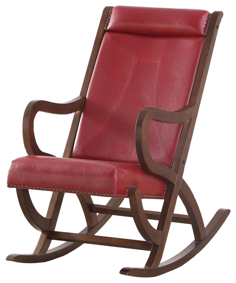 Triton Rocking Chair  Burgundy PU and Walnut   Contemporary   Rocking Chairs   by Kolibri Decor  Houzz