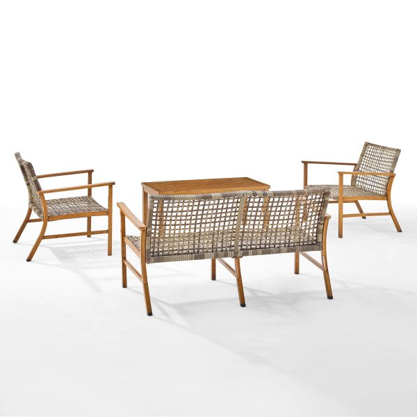 Ridley 4Pc Outdoor Wicker And Metal Conversation Set