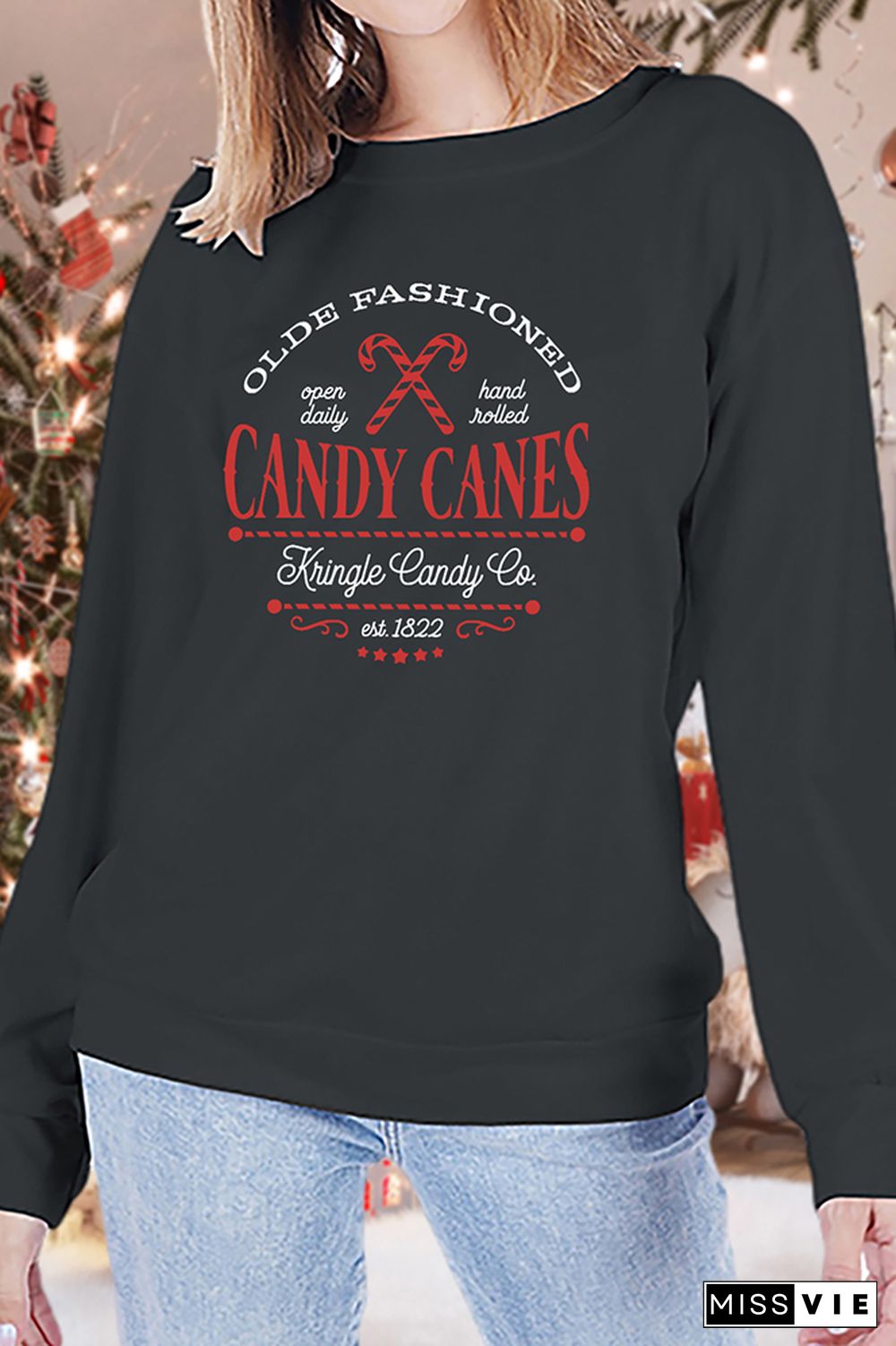 Old Fashioned Candy Canes Sweatshirt Wholesale