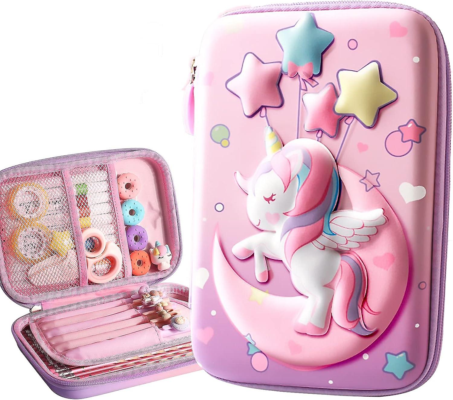 Unicorn Pencil Case For Girls3d Eva Large Capacity Cute Pencil Pouch Gift For Teen Boys School (moon Unicorn， L)