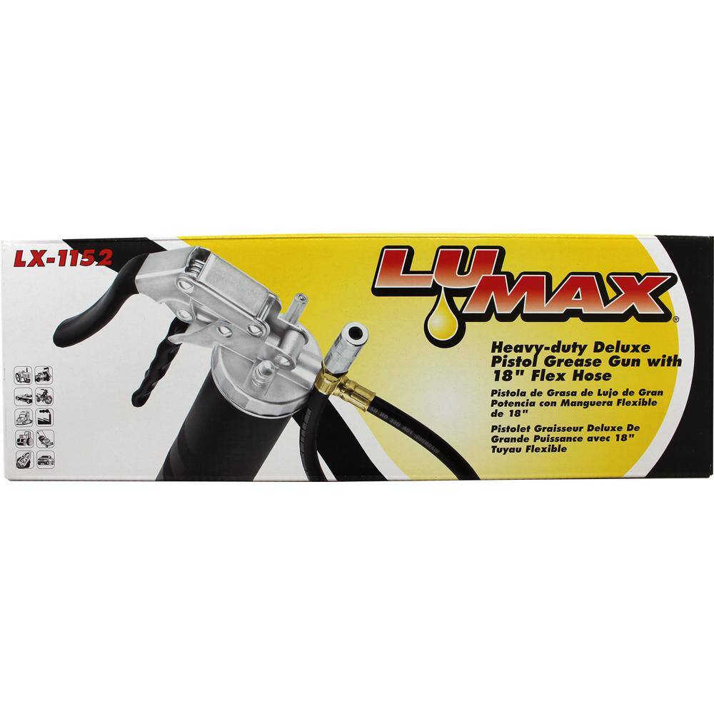 Lumax Heavy-Duty Deluxe Pistol Grease Gun with 18 in. Flex Hose LX-1152