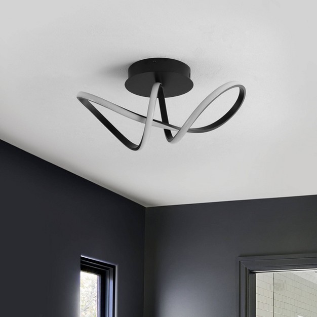 Chantelle Modern Minimalist Aluminum Loop Integrated Led Semi Flush Mount Jonathan Y