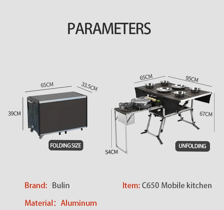 BULIN C650 Competitive Price Portable Camp Kitchen Durable Outdoor Mobile Kitchen