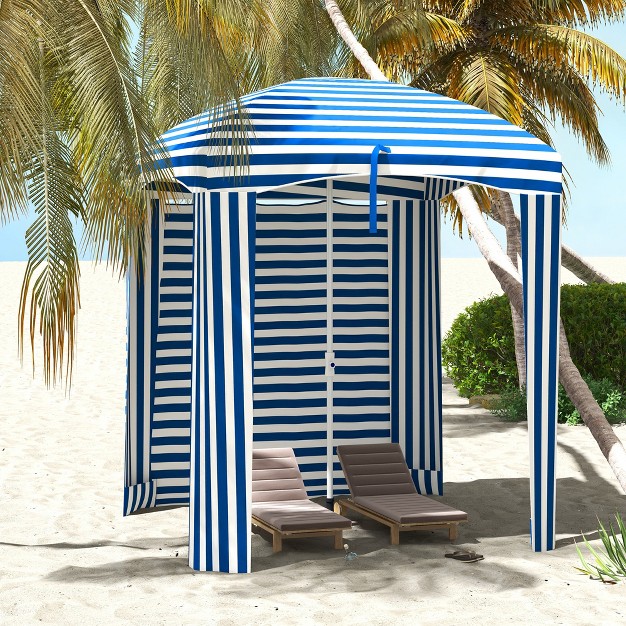 Outsunny 5 9 x27 X 5 9 x27 Cabana Umbrella Outdoor Beach Umbrella With Windows Sandbags Carry Bag