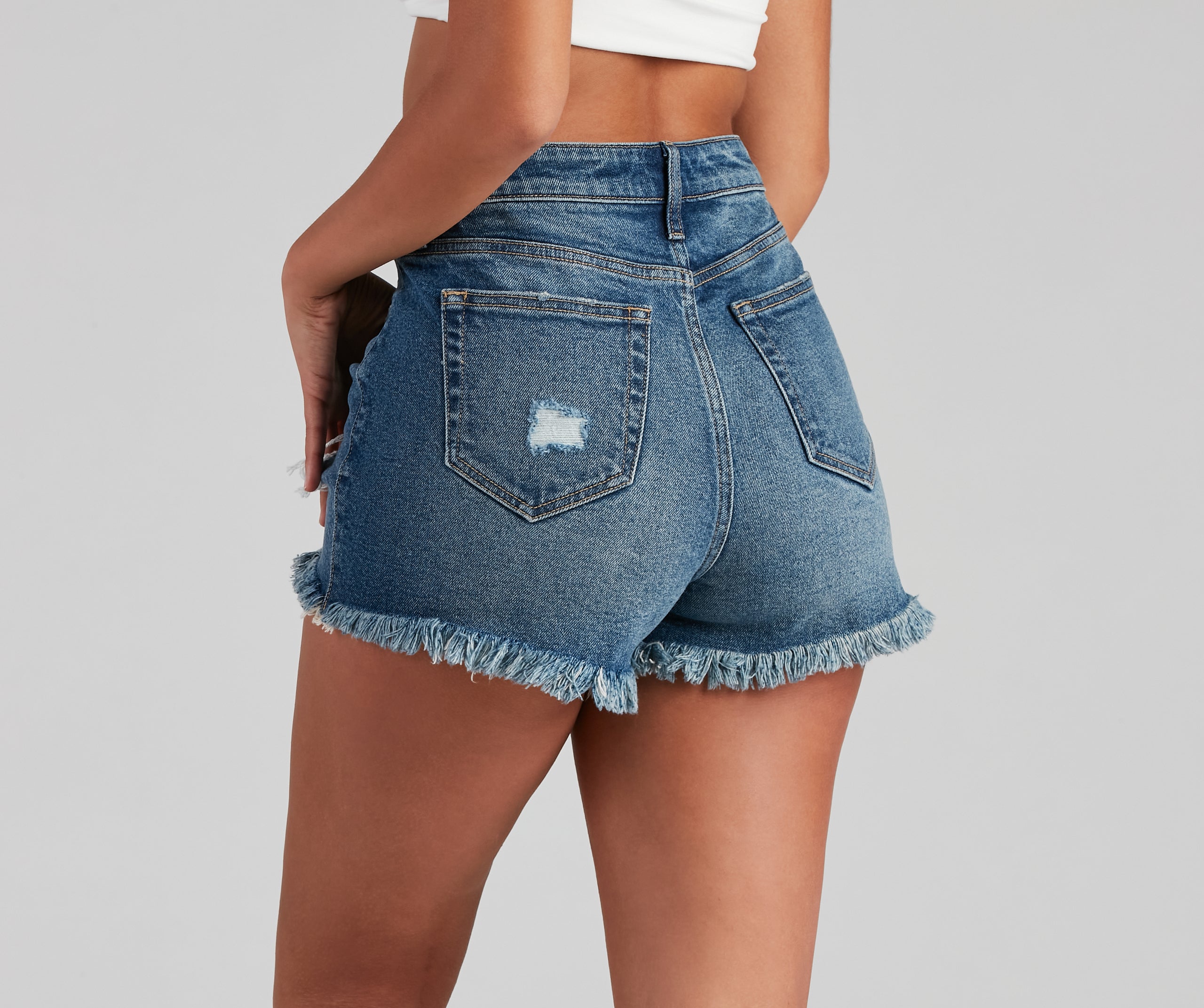 Remy High-Rise Frayed Denim Shorts By Windsor Denim