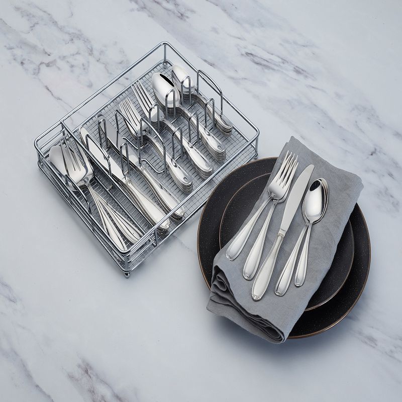 Pfaltzgraff Linden 42-pc. Flatware Set with Wire Caddy