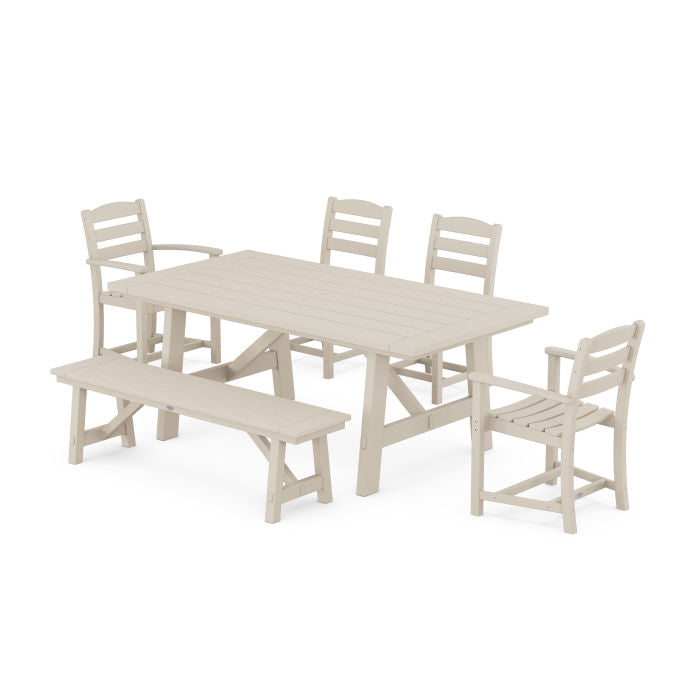 Polywood La Casa Cafe 6-Piece Rustic Farmhouse Dining Set with Bench PWS1083-1