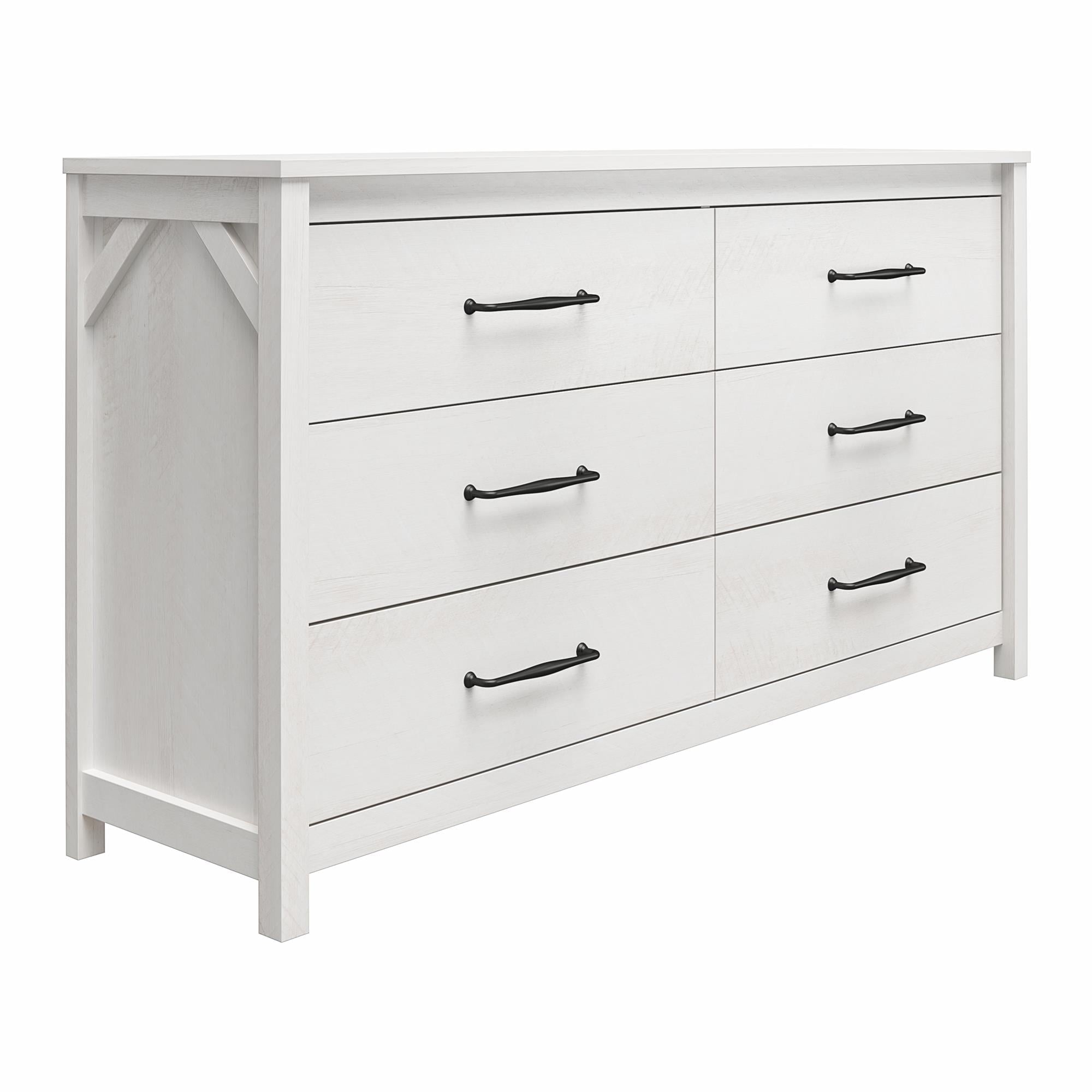 Ameriwood Home Abilene 6 Drawer Wide Dresser, Ivory Oak