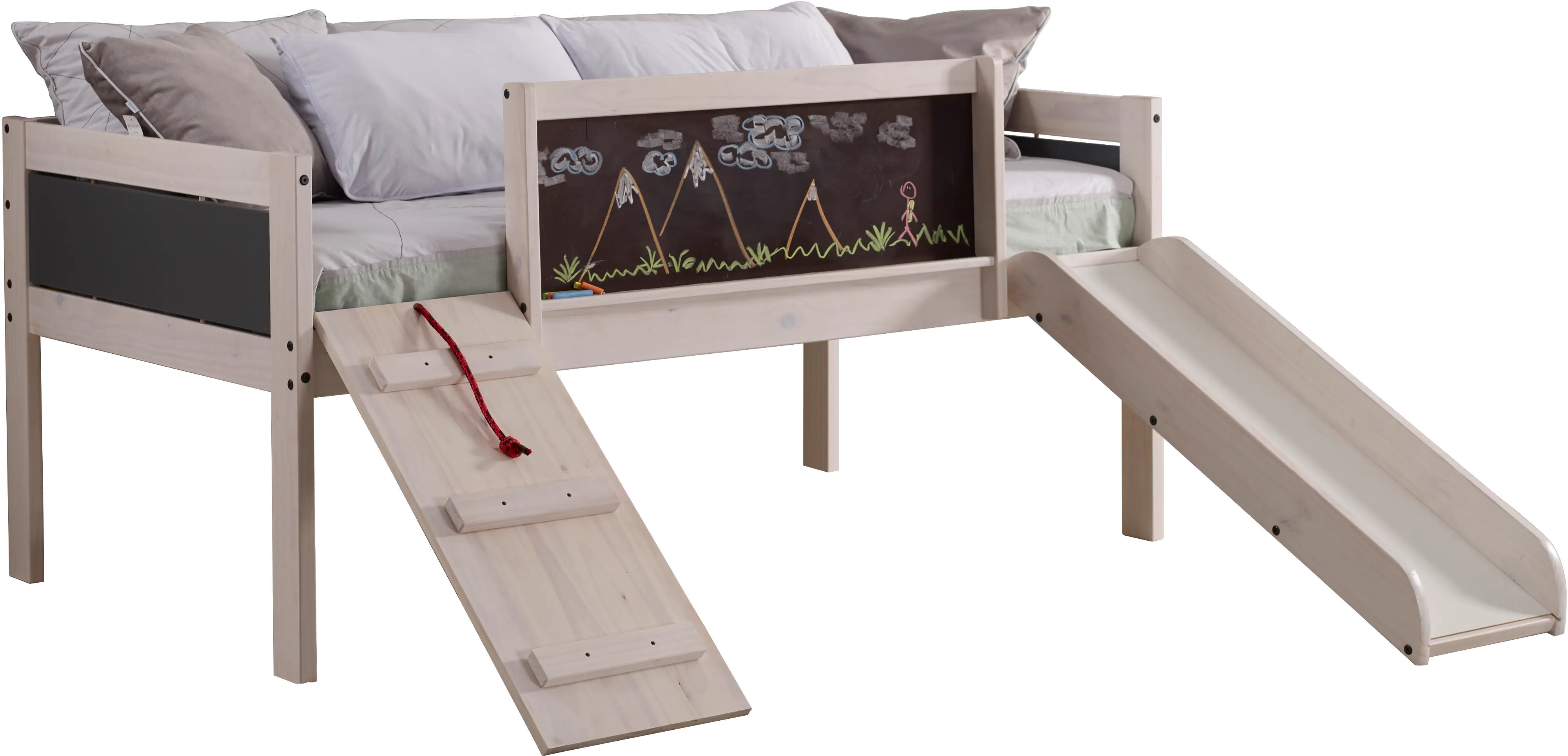 Junior Whitewash Twin Low Loft Bed