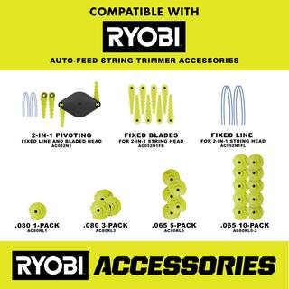 RYOBI ONE+ 18V Cordless String TrimmerEdger and Blower with Extra 3-Pack of Spools 4.0 Ah Battery and Charger P2035-AC