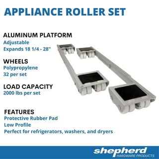 Shepherd 18-14 - 28 in. Aluminum Steel Appliance Rollers (2-Pack) 9603