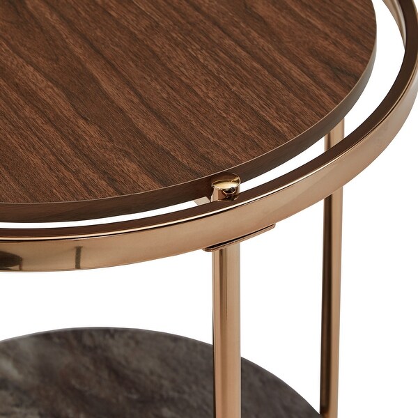 Celsus Champagne Gold End Table with Storage by iNSPIRE Q Bold