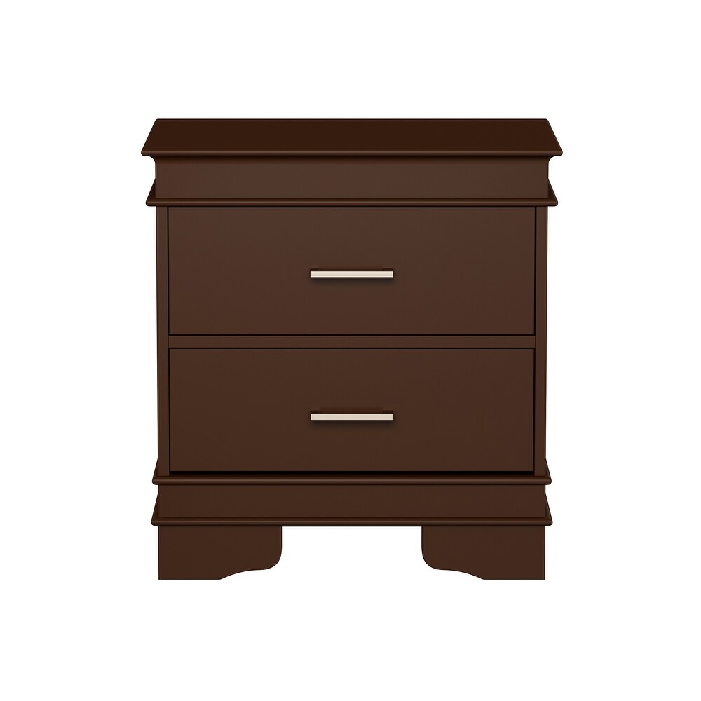 Lavish Home End Table with 2 Drawers  Brown